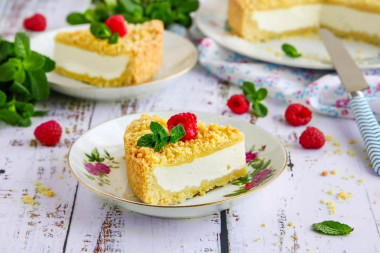 Sprinkle cake with cottage cheese