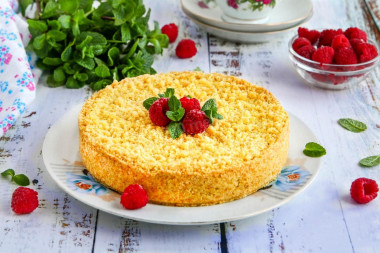 Sprinkle cake with cottage cheese