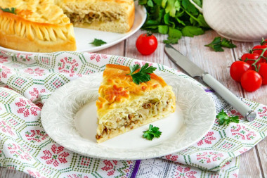 Pie with cabbage and yeast meat