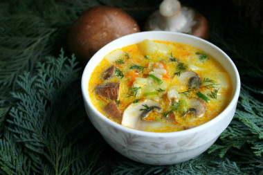 Cheese soup with mushrooms