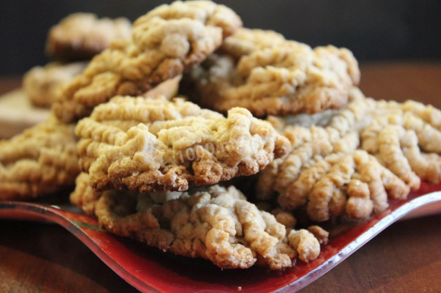 Homemade shortbread cookies through a meat grinder