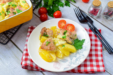 Baked meat with potatoes