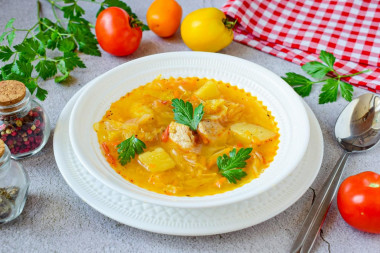 Cabbage soup with pork