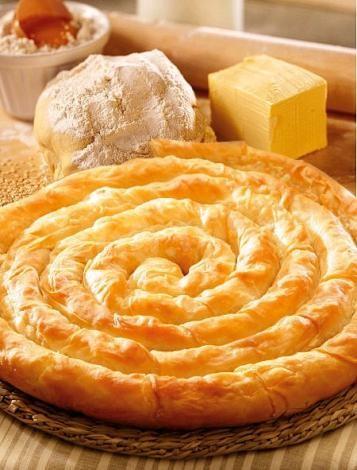 Bulgarian Banitsa pie with cottage cheese filling