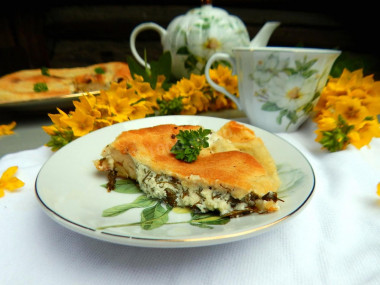 Ossetian pie with cottage cheese and herbs