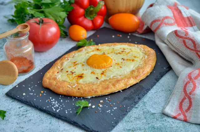 Adjarian Khachapuri with cottage cheese without yeast