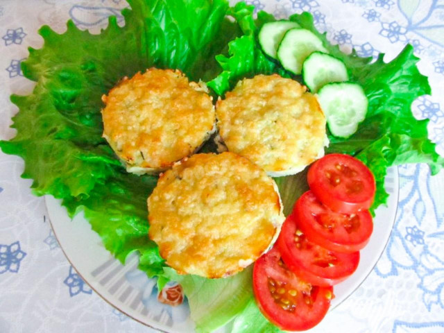 Potato patties with minced meat, cheese