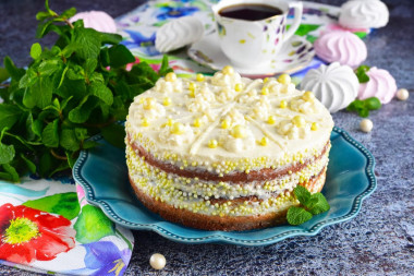 Tenderness cake with cream sundae