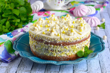 Tenderness cake with cream sundae