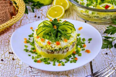 Simple canned fish salad with egg