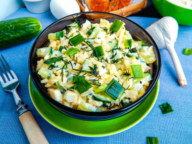 Salad with rice, cucumber and egg