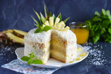 Pina Colada cake with pineapple