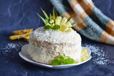 Pina Colada cake with pineapple