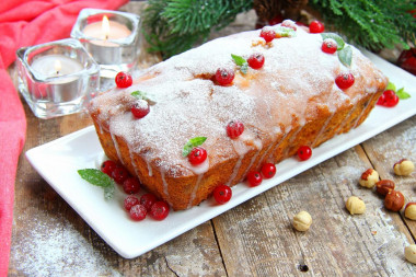 Christmas cake with dried fruits and nuts