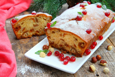 Christmas cake with dried fruits and nuts