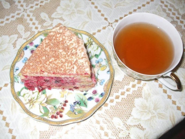 Homemade cranberry cake with cranberries