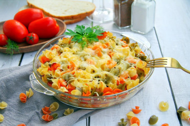 Pasta casserole with sausages