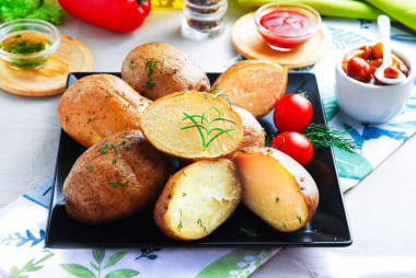 Potatoes in a uniform in foil