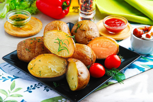 Potatoes in a uniform in foil