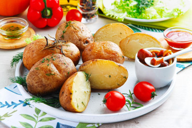 Potatoes in a uniform in foil