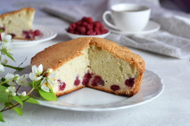 Raspberry charlotte with raspberries