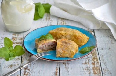 Cabbage rolls from young cabbage