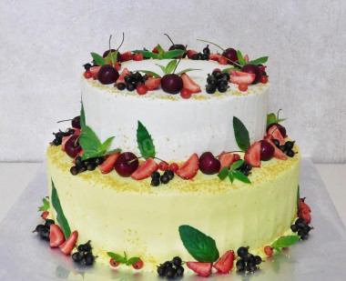 Two-tiered homemade cake