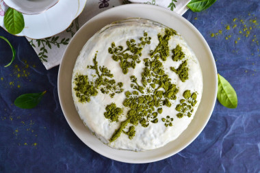 Japanese pancake cake with matcha