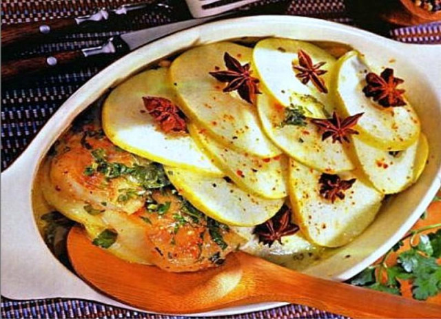 Baked fish with apples