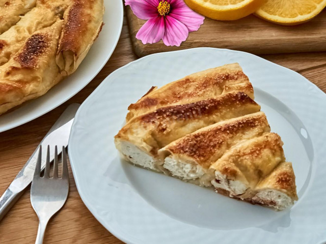 Lavash Snail pie with cottage cheese