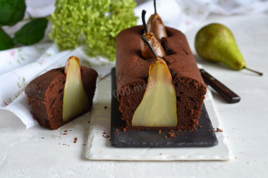 Pear chocolate cupcake with a whole pear