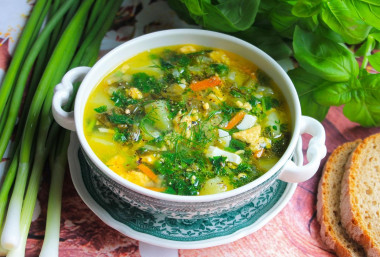 Sorrel and nettle soup with egg