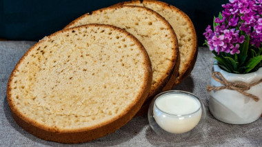 Sponge cake for a festive cake on kefir with baking powder