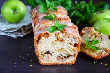 Prefabricated cake of buns with apples and nuts