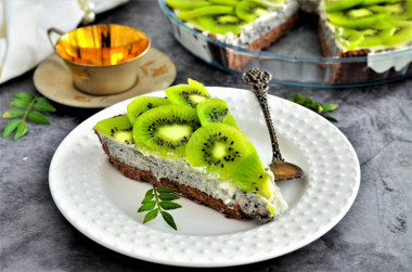 Black sesame pie with coconut panacota and kiwi