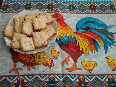 Flour crackers with water and flax seeds