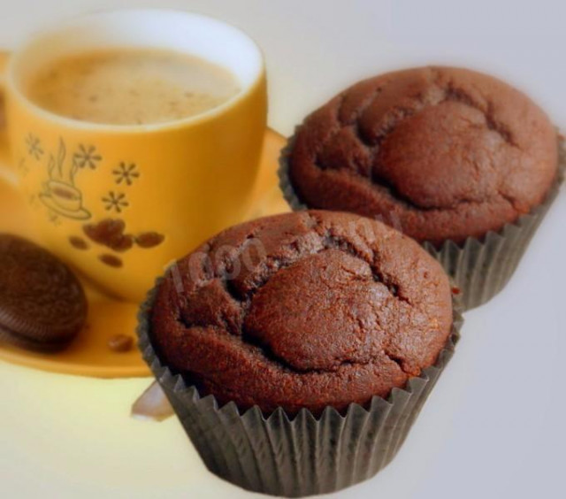 Lean chocolate cupcake on water