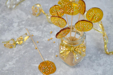 Homemade caramel on a stick