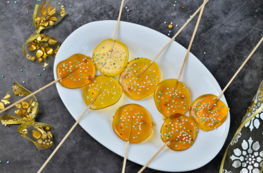 Homemade caramel on a stick