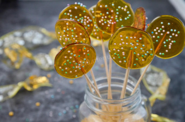 Homemade caramel on a stick