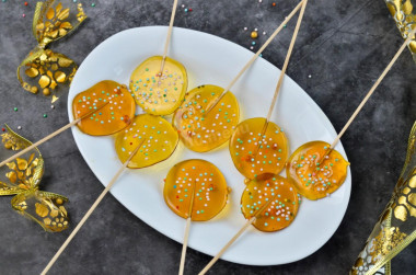 Homemade caramel on a stick