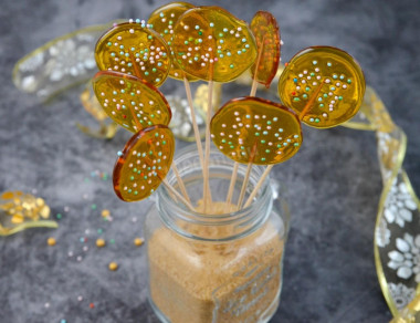 Homemade caramel on a stick