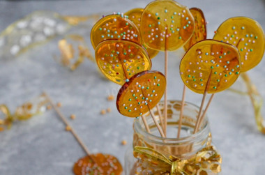 Homemade caramel on a stick