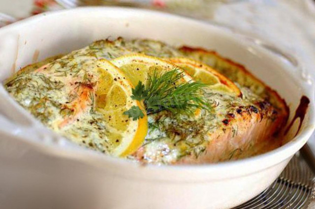 Baked pink salmon