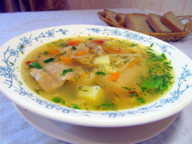 Rabbit soup for children with noodles