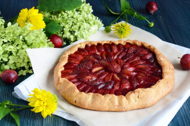 Biscuits with plums on cottage cheese dough