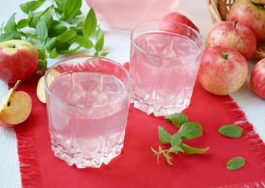 Compote of fresh apples in a saucepan