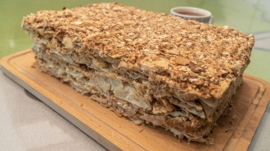 Napoleon layer cake with margarine and condensed milk