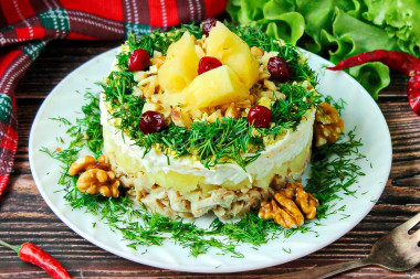 Ladies' caprice salad with chicken and pineapple