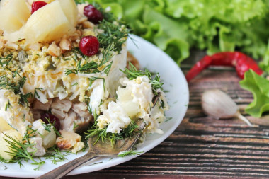 Ladies' caprice salad with chicken and pineapple